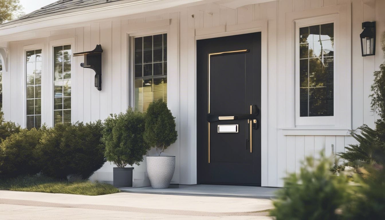 Een veilige sleutelkluis hangt aan een deurklink in een rustige buitenwijk.