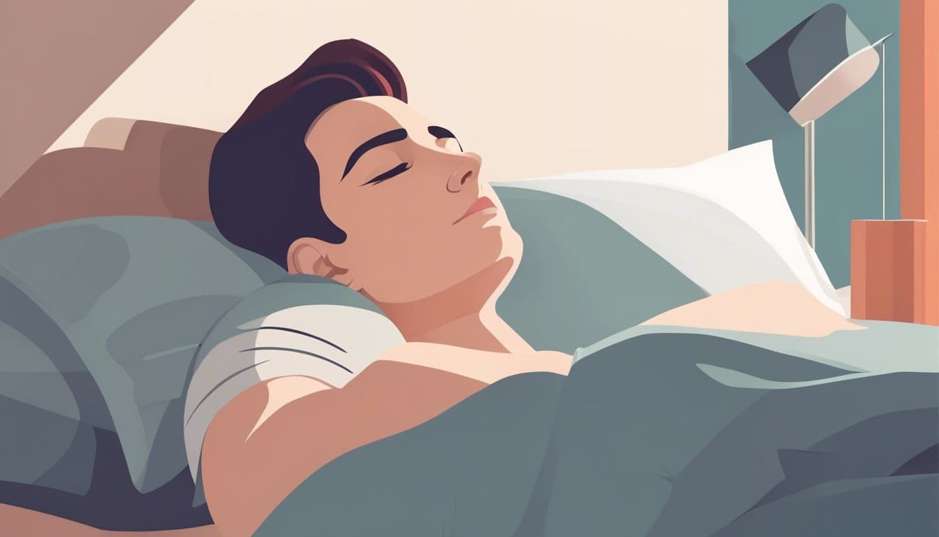 Een persoon slaapt comfortabel op een stevig kussen in de slaapkamer.