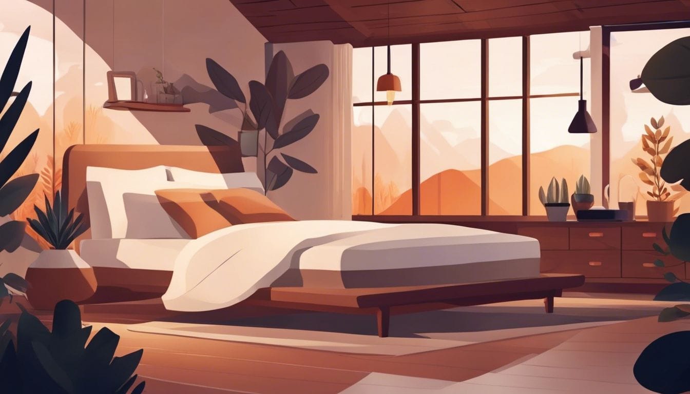 Een persoon slaapt vredig op een orthopedisch kussen in een gezellige slaapkamer.