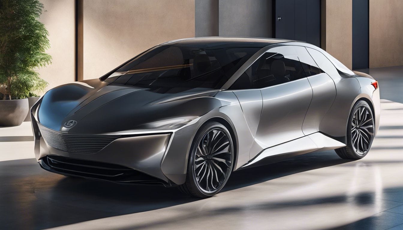 Een moderne en stijlvolle rollator met innovatieve technologie en ontwerp, tentoongesteld in een ruime, goed verlichte ruimte.