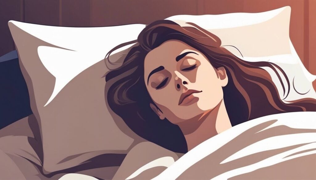 Een persoon die vredig slaapt in een gezellige slaapkamer.