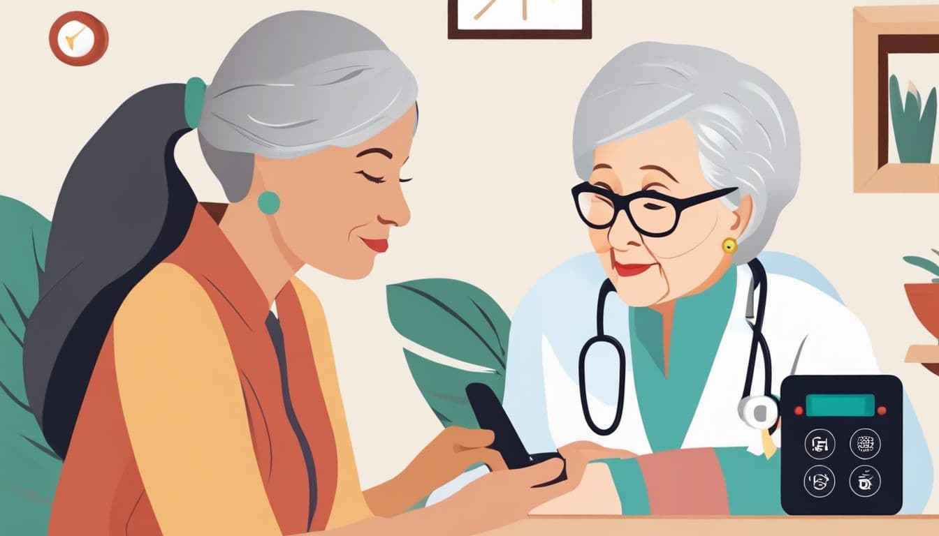 Een senior vrouw maakt gebruik van een DECT-alarmknop om te communiceren met zorgverleners. Een senior vrouw maakt gebruik van een DECT-alarmknop om te communiceren met zorgverleners.