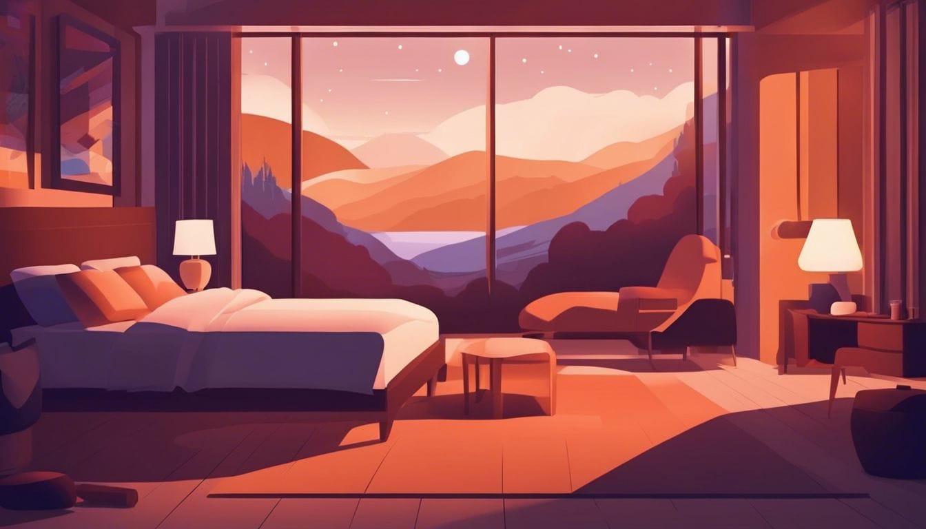 Een persoon die vredig slaapt in een gezellige slaapkamer.