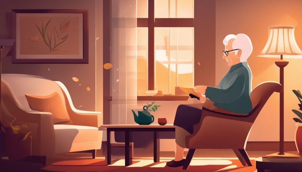 Een oudere persoon drukt op de <a href=